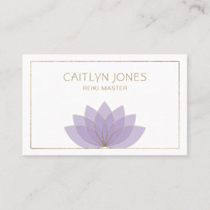 Carte De Visite Logo Lotus Purple Et Or Yoga Reiki