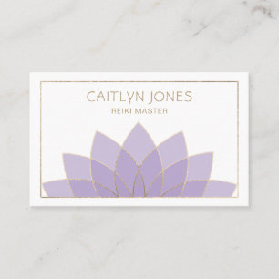 Carte De Visite Logo Lotus Purple Et Or Yoga   Reiki