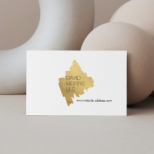 Carte De Visite Logo Luxe Abstrait Gold Brushstroke en blanc