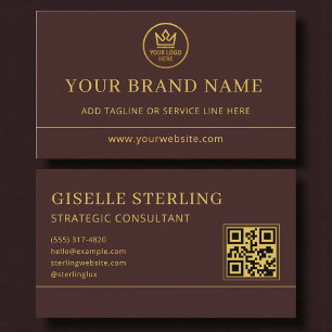 Carte De Visite Logo Luxe Bourgogne Or Code QR