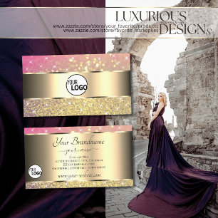 Carte De Visite Logo Luxueux Gold Pink Purple Parties scintillant 