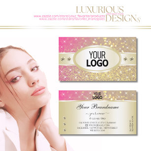 Carte De Visite Logo Luxuriant Gold Pink Purple Parties scintillan