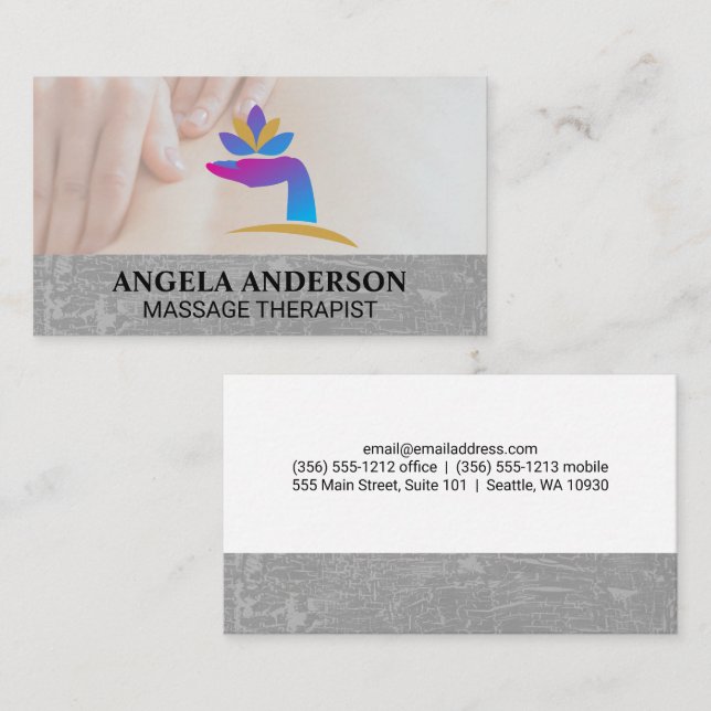 Carte De Visite Logo main de guérison | Séance de massage (Devant / Derrière)