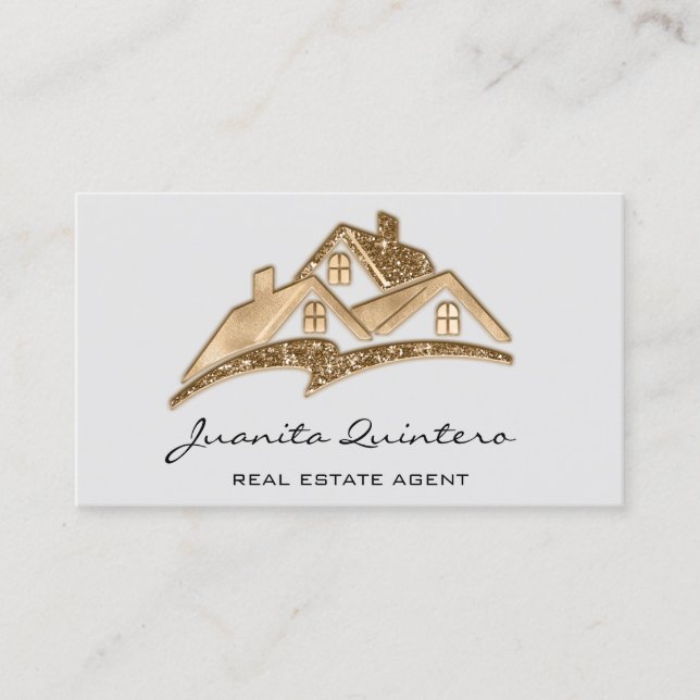 Carte De Visite Logo Maison agent immobilier Professional Grey (Devant)