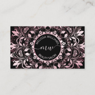 Carte De Visite Logo Mandala noir rose brillant