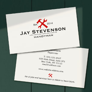 Carte De Visite Logo Manyman Home Repair Red Hammer et Wrench