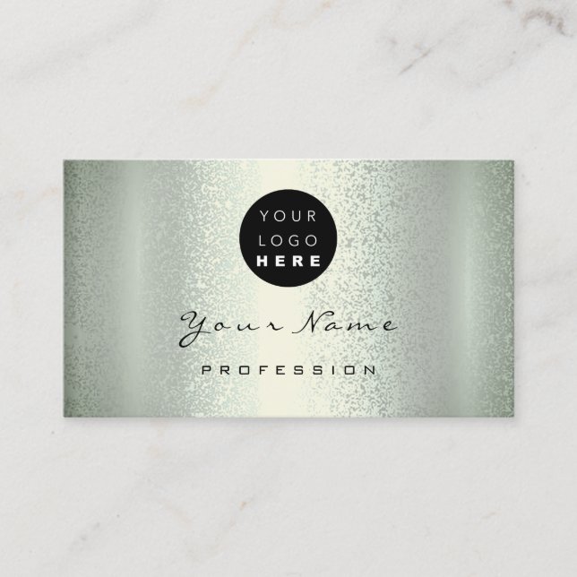 Carte De Visite Logo Maquillage Artiste Hair Nails Vert Mint Métal (Devant)