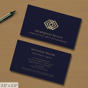 Carte De Visite Logo Marine Blue Luxury Gold