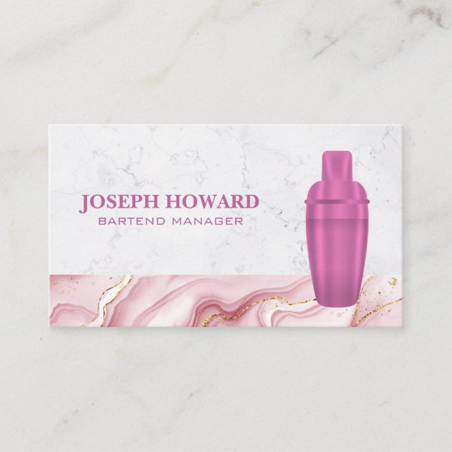 Carte De Visite Logo Martini Shaker | Marbre rose (Devant)