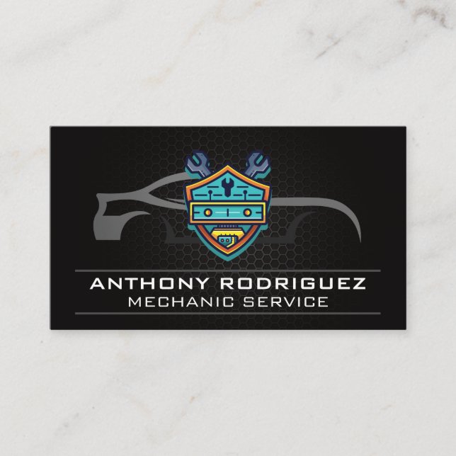 Carte De Visite Logo mécanique du garage | Graphique de voiture de (Devant)