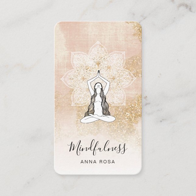 Carte De Visite *~* Logo Méditation QR Mindfulness Mandala Déesse (Devant)