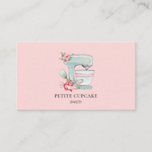 Carte De Visite Logo mélangeur à gâteau aquarelle rose boulangerie