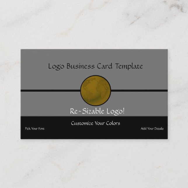 Carte De Visite Logo Metallic Gold Planet Earth (Devant)