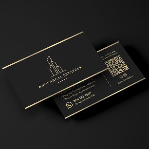 Carte De Visite Logo minimaliste de tour de l'agent immobilier Pro