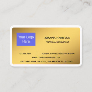 Carte De Visite Logo minimaliste Elegant Gold Consultant financier