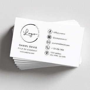 Carte De Visite Logo minimaliste moderne avec icônes de médias soc