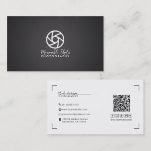 Carte De Visite Logo minimaliste moderne gris photographe