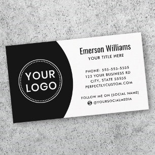 Carte De Visite Logo minimaliste moderne médias sociaux blanc noir