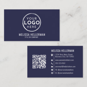 Carte De Visite Logo Minimaliste Moderne Professionnel Bleu Marine