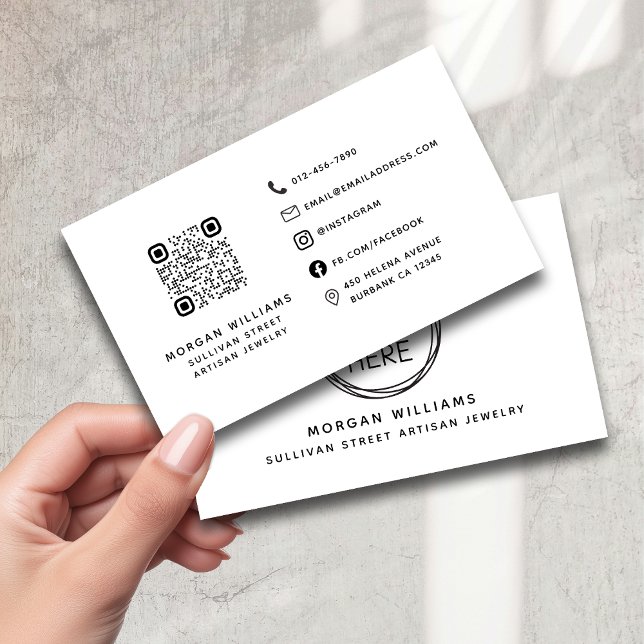 Carte De Visite Logo minimaliste moderne professionnel Code Qr (Créateur téléchargé)