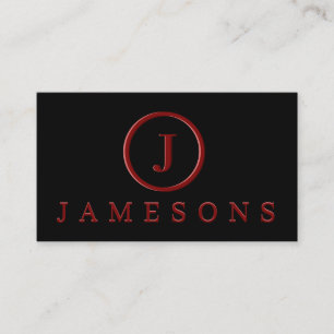 Carte De Visite Logo minimaliste Monogramme Maroon Effet Embossé