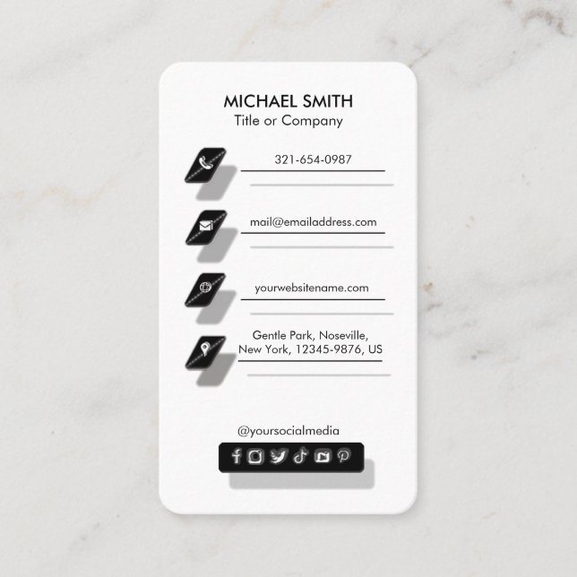 Carte De Visite Logo minimaliste Personnalisé Moderne Médias socia (Devant)