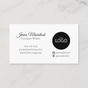 Carte De Visite Logo minimum Instagram Pinterest noir blanc