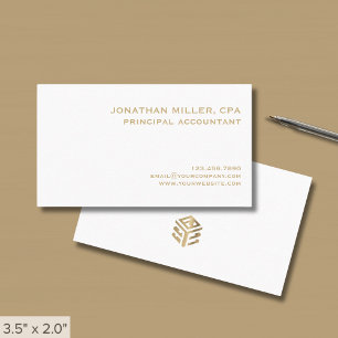 Carte De Visite Logo minimum simple en or blanc