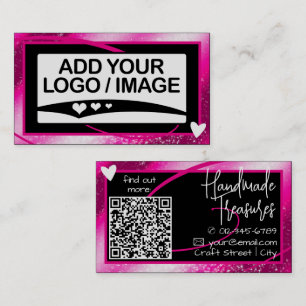 Carte De Visite Logo Modèle Cool élégant Girly Rose Cadre Coeur
