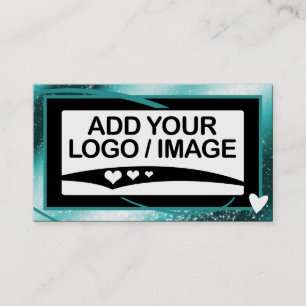 Carte De Visite Logo Modèle Cool élégant Turquoise Cadre mignon Co