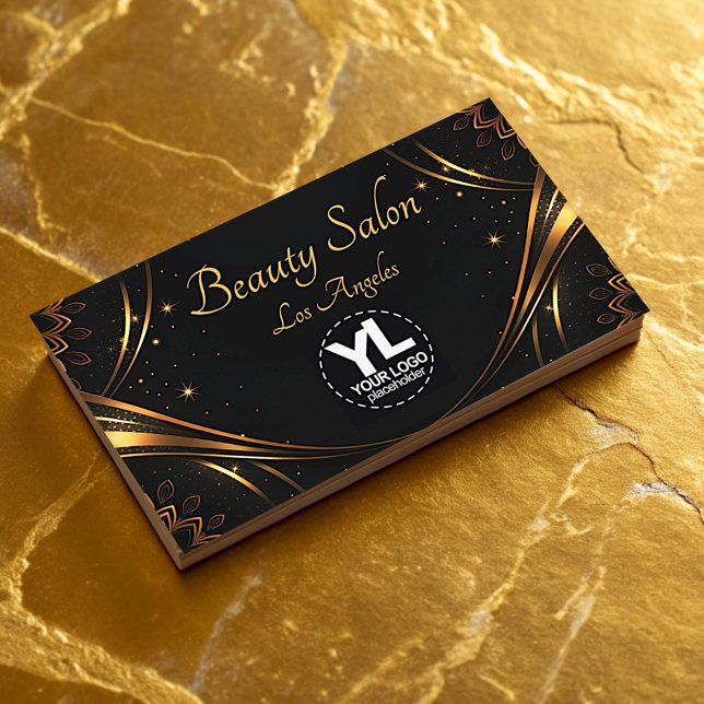 Carte De Visite Logo Modèle Golden Mandala Luxury Flourish Stars (Créateur téléchargé)