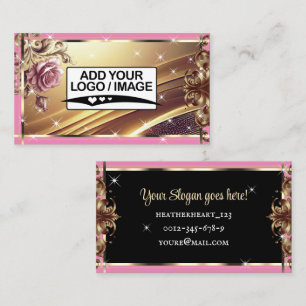 Carte De Visite Logo Modèle Luxe Chic Or Rose Flower