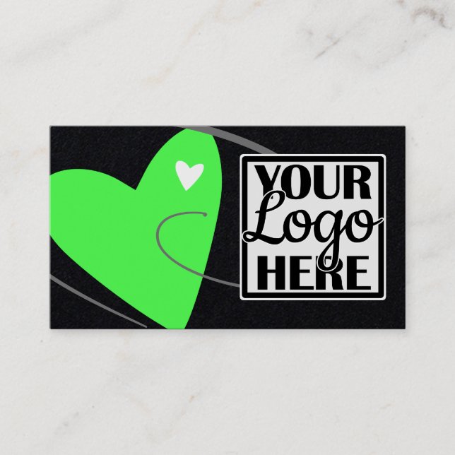 Carte De Visite Logo Modèle Neon Green Love Heart for Crafts (Devant)