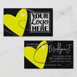 Carte De Visite Logo Modèle Neon Yellow Love Heart for Crafts