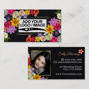 Carte De Visite Logo Modèle photo Elegant Fleur sauvage papier Kra
