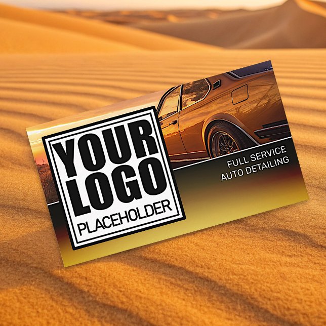 Carte De Visite Logo Modèle photo voiture Golden Chrome Ombre (Créateur téléchargé)