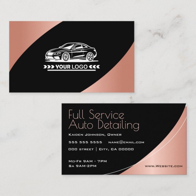 Carte De Visite Logo Modèle Rose Gold Elegant Professionnel (Devant / Derrière)