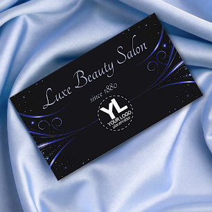 Carte De Visite Logo Modèle Sophistiqué Blue Luxury Flourish