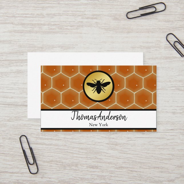 Carte De Visite Logo moderne de nid d'abeille hexagone (Devant/Arrière en situation)