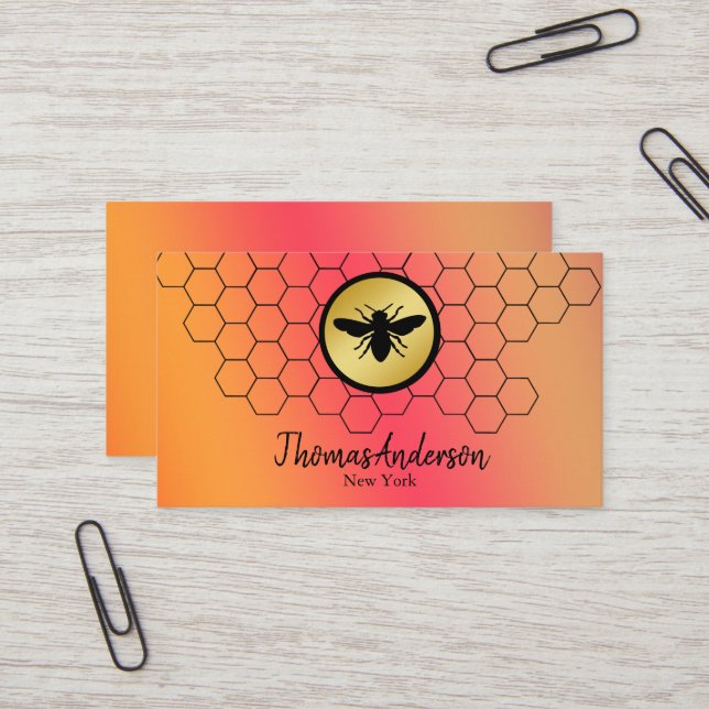 Carte De Visite Logo moderne de nid d'abeille hexagone (Devant/Arrière en situation)