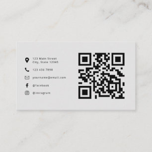 Carte De Visite Logo moderne professionnel QR Code gris clair