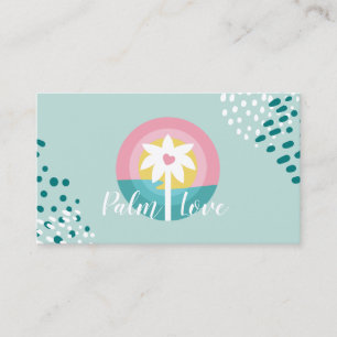 Carte De Visite Logo moderne rose et Turquoise de palmiers tropica
