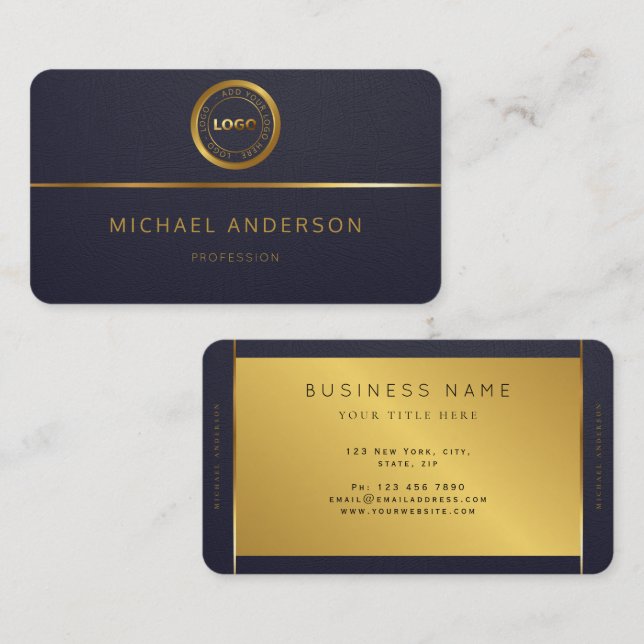 Carte De Visite Logo Monogram Professional Luxe Dark Gold Circle (Devant / Derrière)