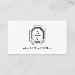 Carte De Visite Logo Monogramme Art déco noir/blanc