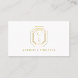 Carte De Visite Logo Monogramme Art Déco Stabilisé Or/Blanc