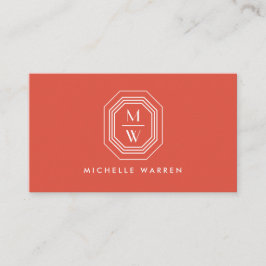 Carte De Visite Logo Monogramme Art Déco sur Coral