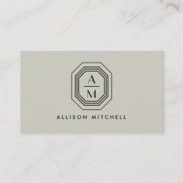 Carte De Visite Logo Monogramme Art Déco sur Taupe