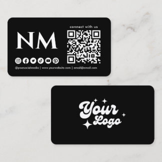 Carte De Visite Logo Monogramme Code QR Connectez-Vous Avec Nous