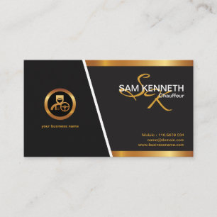 Carte De Visite Logo Monogramme Gold Chauffeur professionnel éléga