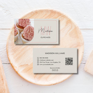 Carte De Visite Logo Monogramme Moderne QR Boulangerie